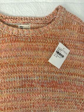Billabong Women’s Crewneck Sweater in Peach, Cream and Light Blue Marled Knit